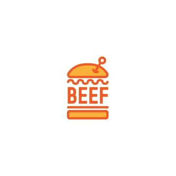 Modern flat design Beef delicious logo design Stock Illustration