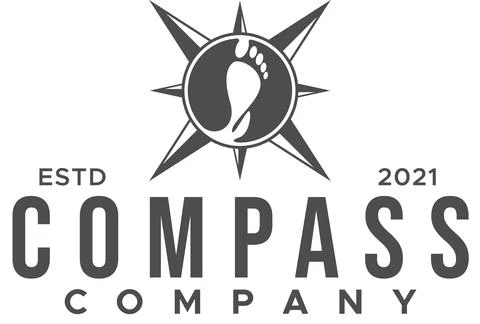 Modern flat design COMAPSS directions logo design Illustrazione stock