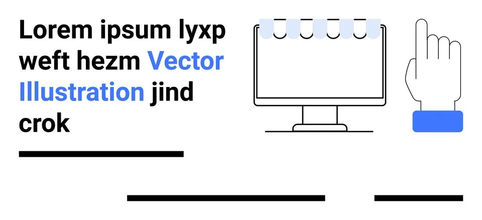 Modern Flat Design Computer and Hand Gesture Concept with Sample Text Stock Illustration