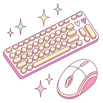 Modern Flat Design Computer Keyboard and Mouse Icon Stock Illustration