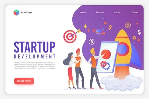 Modern flat design concept of Startup development for website and mobile app Stock Illustration