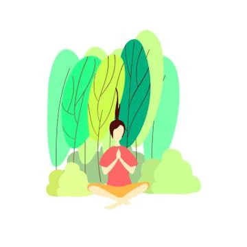 Modern flat design concept of yoga. Woman does yoga exercise outside, in park Stock Illustration