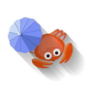 Modern Flat Design Crab Icon Vector Stock Illustration