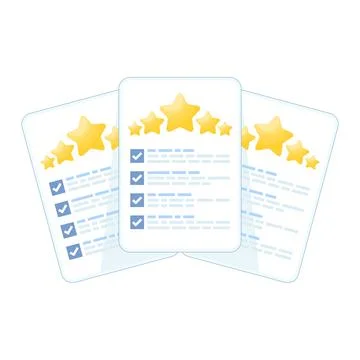Modern flat design of customer reviews with star ratings and feedback text 库存插图