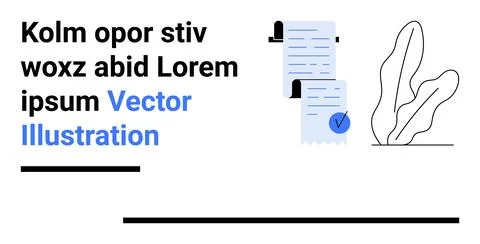 Modern Flat Design of Document Verification with Text and Plant Elements イラスト素材
