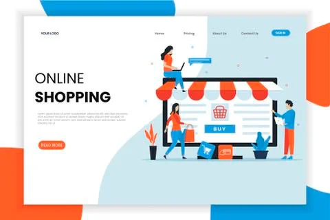 Modern flat design e-commerce landing page Stock Illustration