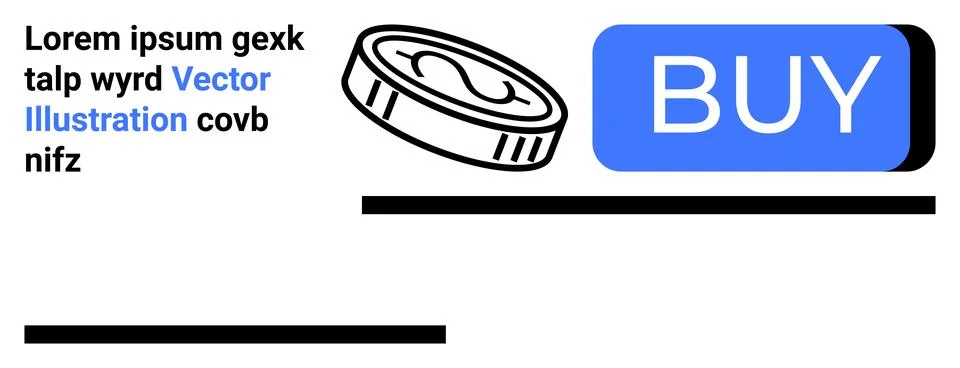 Modern Flat Design of E-commerce Elements with Coin and Buy Button Stock Illustration