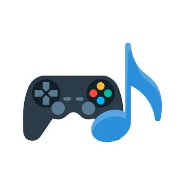 Modern flat design of gamepad or joystick with music note icon for web Stock Illustration