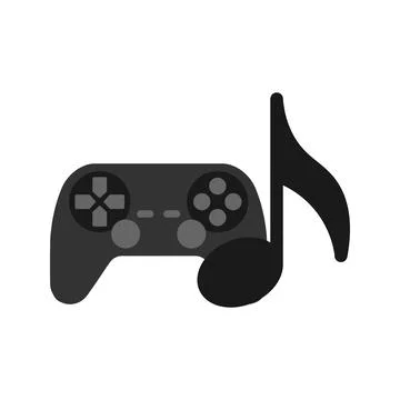 Modern flat design of gamepad or joystick with music note icon for web Stock Illustration