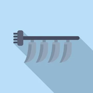 Modern flat design of a garden rake with shadow on a blue background Stock Illustration