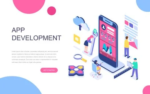 Modern flat design isometric of App Development Stock Illustration