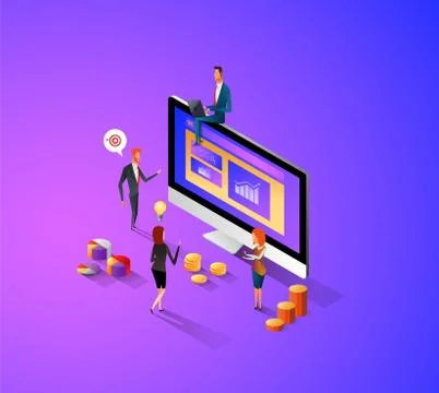 Modern flat design isometric concept of Manage your data for website and mobile Illustrazione stock