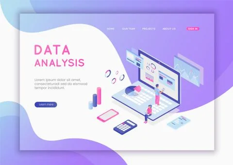 Modern flat design isometric concept of Data Analysis for website and mobile Illustrazione stock