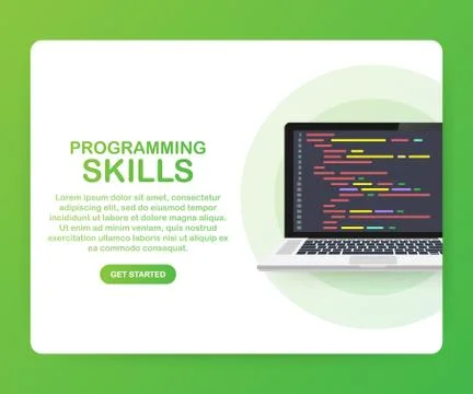 Modern flat design isometric concept of Programming Skills for website and mo Stock Illustration
