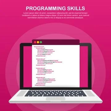 Modern flat design isometric concept of Programming Skills for website and mo Stock Illustration