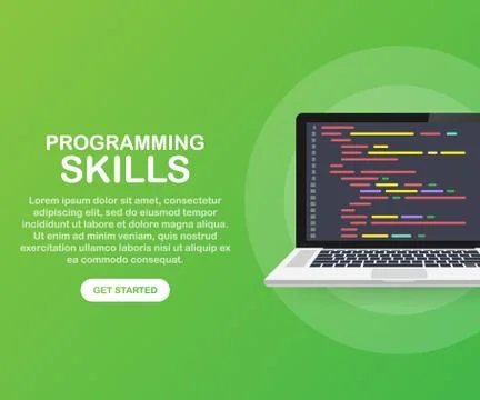 Modern flat design isometric concept of Programming Skills for website and mo Illustrazione stock