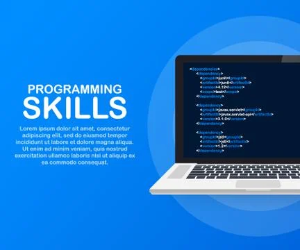 Modern flat design isometric concept of Programming Skills for website and mo Illustrazione stock