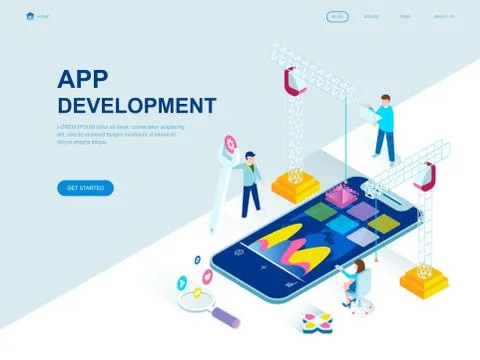 Modern flat design isometric concept of App Development Illustrazione stock