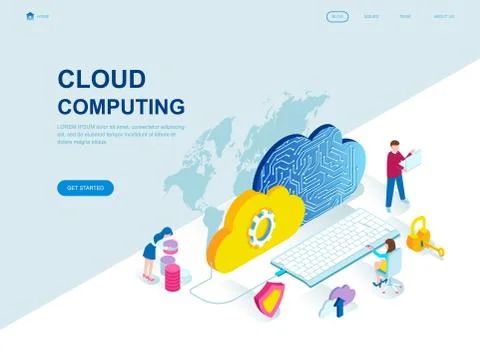 Modern flat design isometric concept of Cloud Technology Stock Illustration