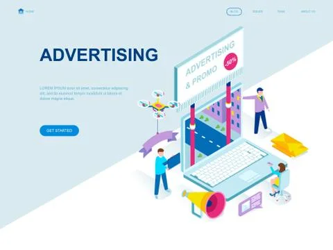 Modern flat design isometric concept of Advertising and Promotion Stock Illustration