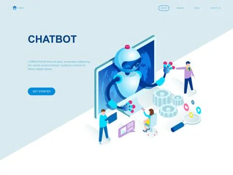 Modern flat design isometric concept of Chat Bot and Marketing Illustrazione stock