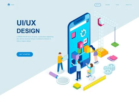 Modern flat design isometric concept of UX and UI Design 库存插图