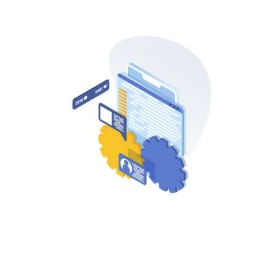 Modern flat design isometric concept of Seo Optimization for website and mobi Stock Illustration