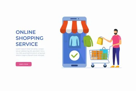 Modern flat design isometric concept of Online Shopping for website and mobil Stock Illustration