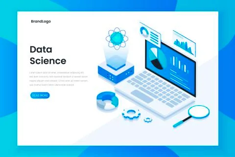 Modern flat design isometric concept of data science Illustrazione stock