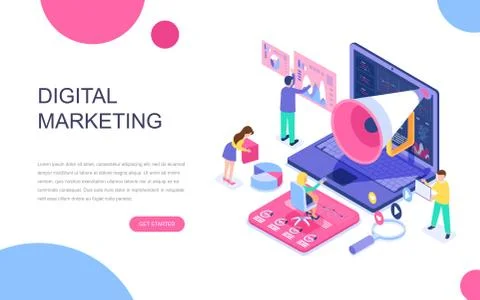 Modern flat design isometric of Digital Marketing Stock Illustration