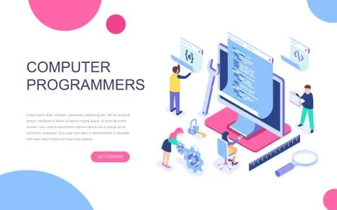 Modern flat design isometric of Programmers Stock-Illustration