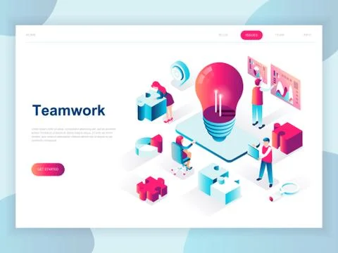 Modern flat design isometric of Teamwork Stock Illustration
