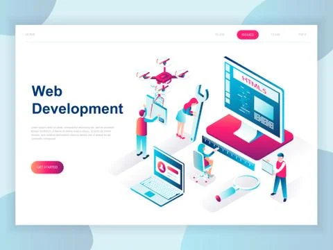 Modern flat design isometric of Web Development 스톡 일러스트