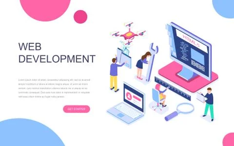 Modern flat design isometric of Web Development 스톡 일러스트