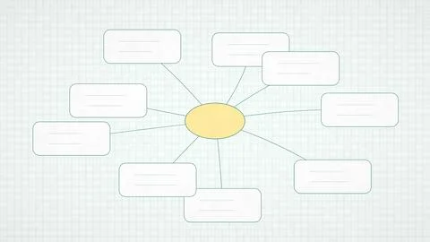 Modern flat design mind map with central node and connected branches illust.. Illustrazione stock