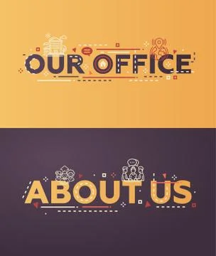 Modern flat design Our Office, About Us lettering with icons Stock Illustration