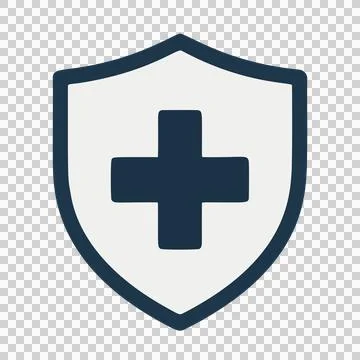 Modern Flat Design Shield with Medical Cross Symbol for Health and Safety Protec Stock Illustration