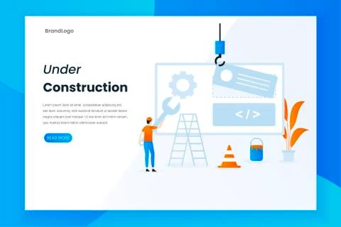 Modern flat design under construction landing page Stock Illustration