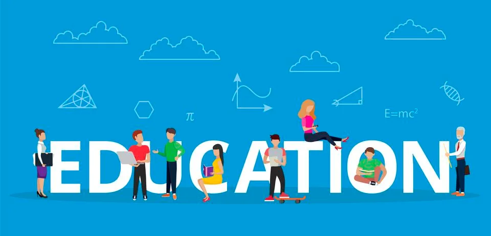 Modern flat design vector illustration, education concept with young people Stock Illustration