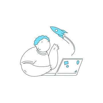Modern flat design vector illustration of people launching a startup. Concept Stock Illustration