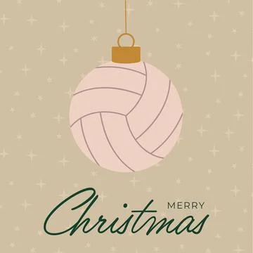 Modern Flat Design Vector of a Volleyball Shaped Christmas Ornament Hanging.. Stock Illustration