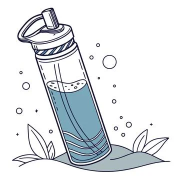 Modern Flat Design Water Bottle Vector Icon for Fitness and Health Stock Illustration