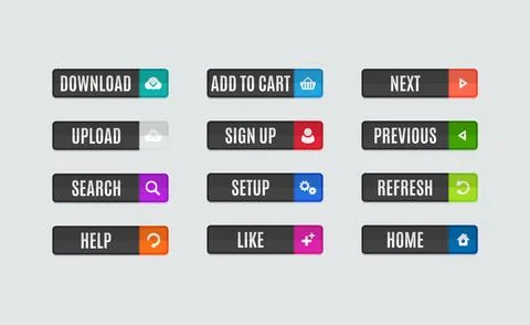 Modern flat design website navigation buttons. Rectangle shape Stock Illustration