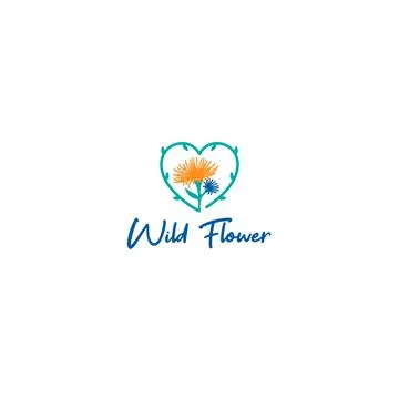 Modern flat design WILD FLOWER beauty logo design Stock Illustration