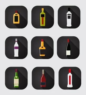 Modern Flat Dink Icon Set for Web and Mobile Application in Styl Stock Illustration