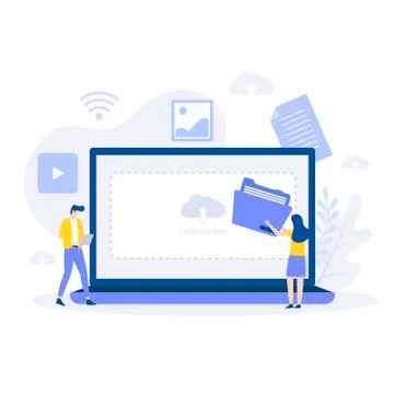 Modern flat files upload design concept Stock Illustration