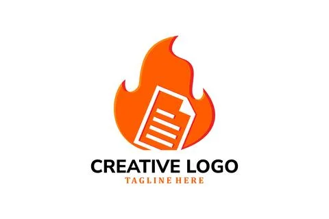 Modern Flat fire logo with document logo template Stock Illustration