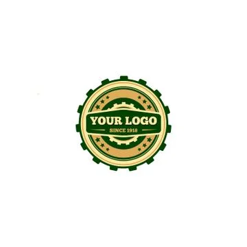 Modern flat gear technical industrial logo icon concept.Logo in shape of gear Stock Illustration