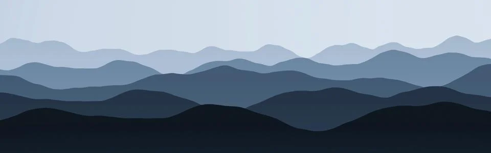 Modern flat of hills ridges in the clouds background illustration Illustrazione stock