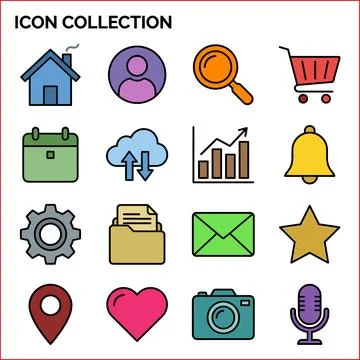 Modern Flat Icon Collection for Web and App Design. Stockillustratie